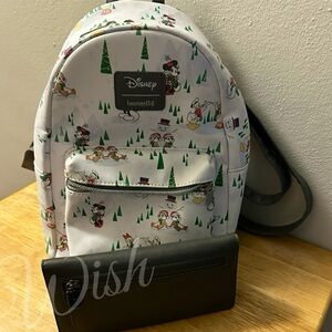 Disney Loungefly Holiday Mini Backpack + Wallet Bundle EUC